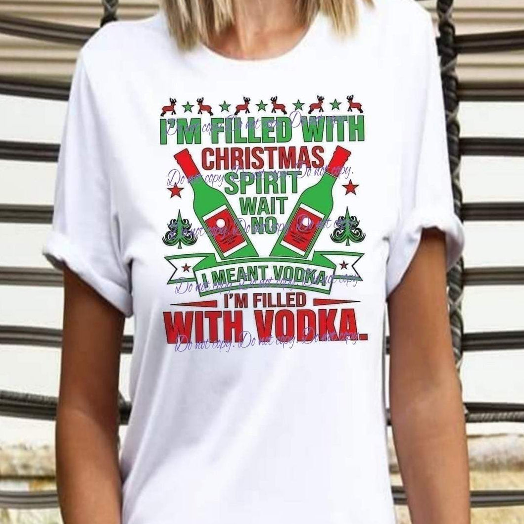 I'm Filled with the Christmas Spirit, I mean V I'm filled with V.odka T-Shirt Pink Christmas | Christmas Apparel Collection | Pink Innovations, LLC