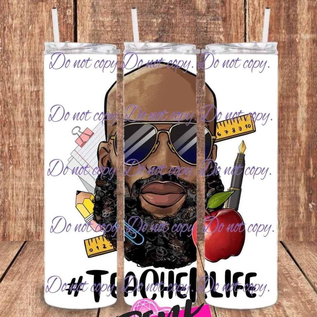 #Teacher Life male with shades 20 oz tumbler | Drinkware Collection | Pink Innovations, LLC™