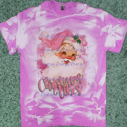 Santa Christmas Vibes Bleached Pink | Pink Christmas | Christmas Apparel Collection | Pink Innovations, LLC