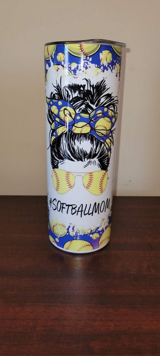 SOFTBALL MOM 20 oz tumbler | Drinkware Collection | Pink Innovations, LLC™