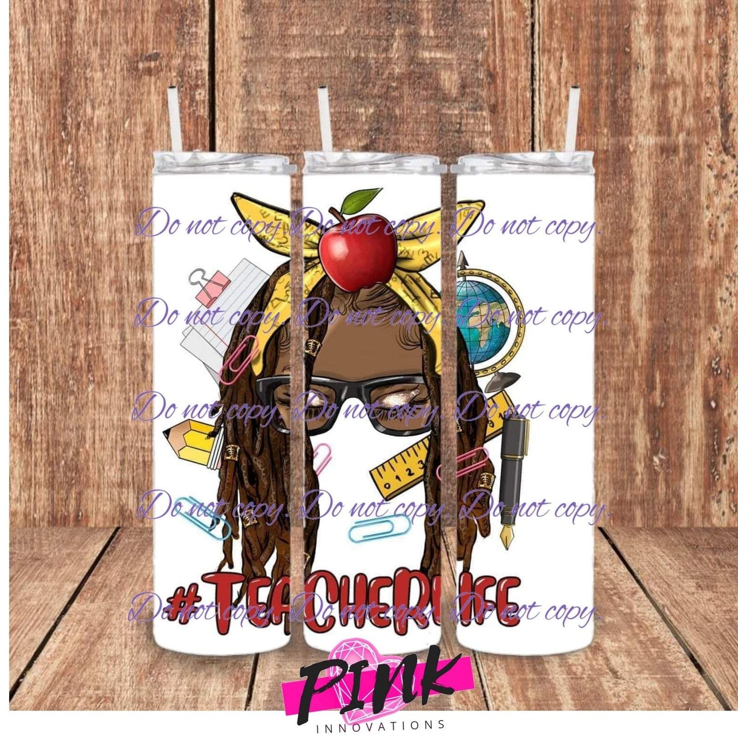 #Teacher Life female with red writing 20 oz tumbler | Drinkware Collection | Pink Innovations, LLC™